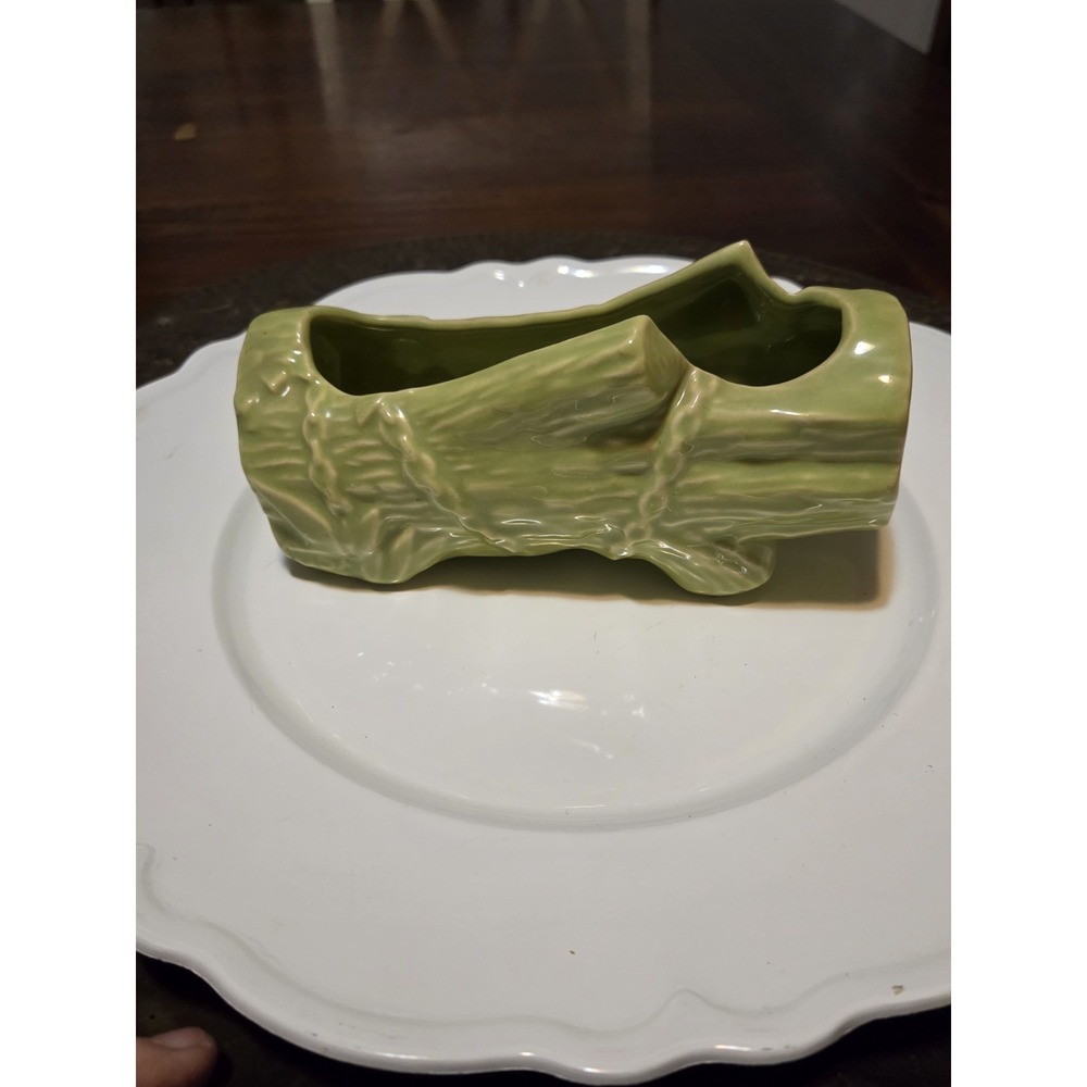 vintage McCoy Pottery log planter from the 1950s